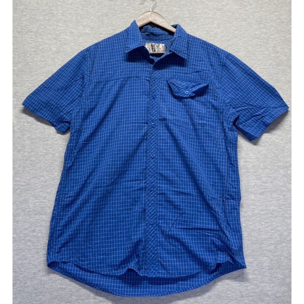 Realtree Shirt Men Medium Royal Blue Grid Check Cotton Collared Button Up Casual